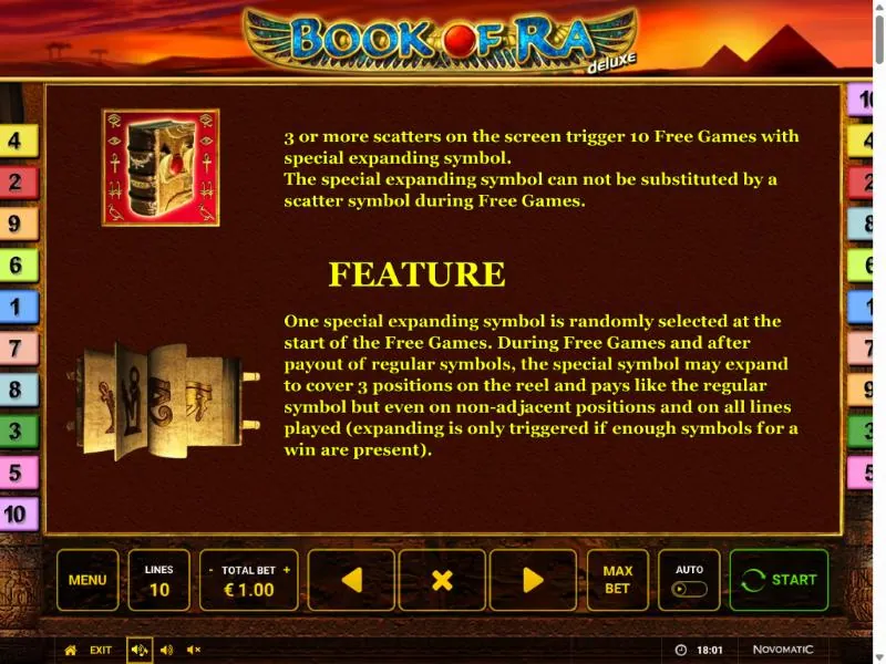 The Feature rules of Book of Ra deluxe